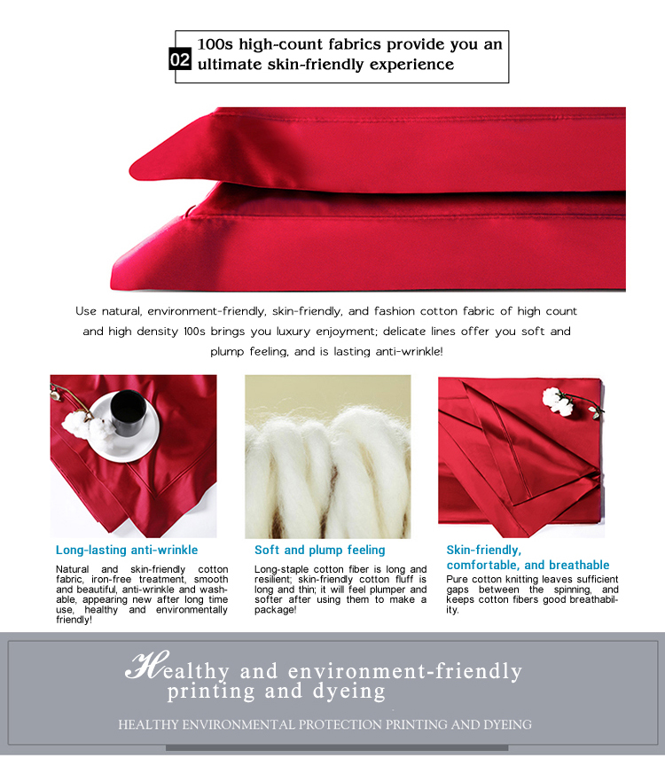 Customized 100% Cotton Red Luxury Bedding