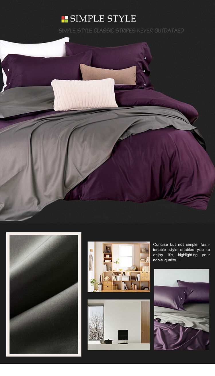 3PCS Cotton Purple Bedding Sets