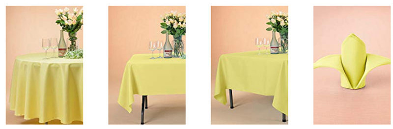 100% Polyester Yellow Round Table Cover 108