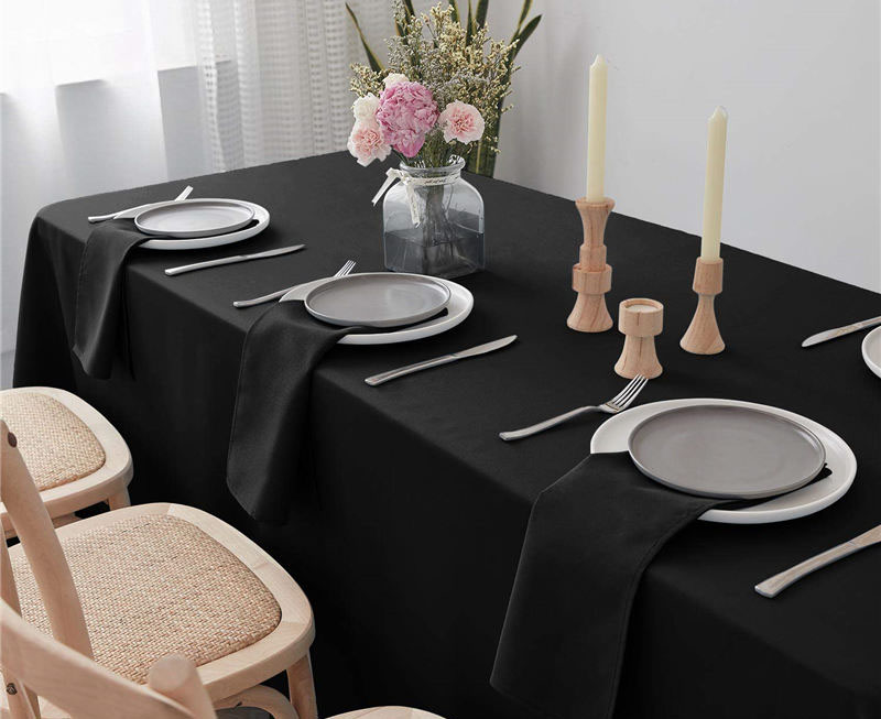100% Polyester 90x156 inch Oblong Tablecloth Pure Black