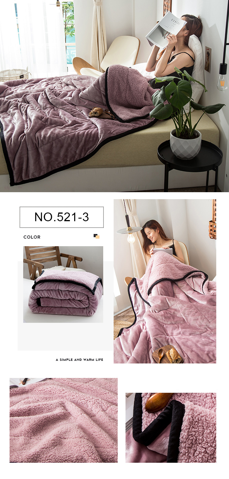 For Queen Size Modern Design Faux Fur Blanket
