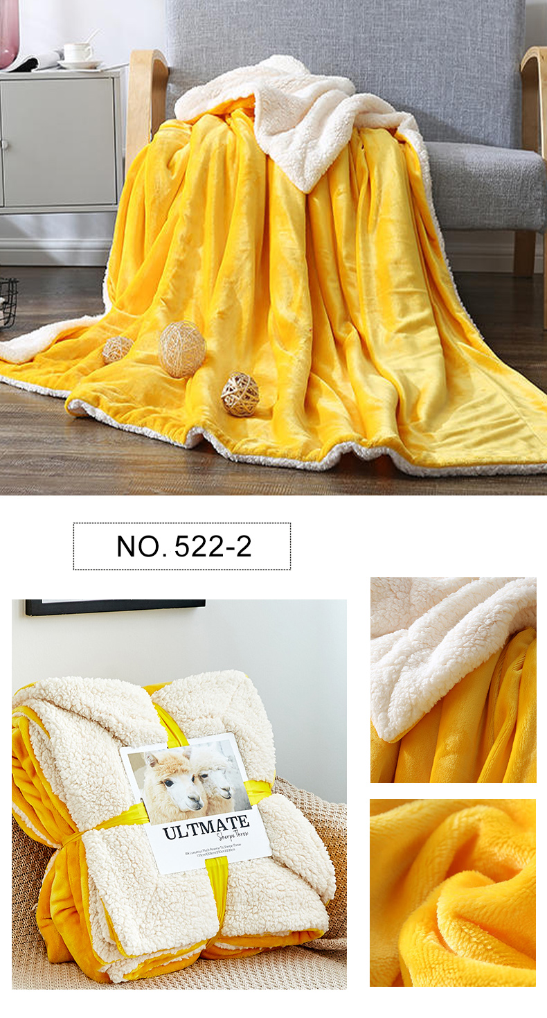 Thick Hotel Blanket Yellow For Queen Size