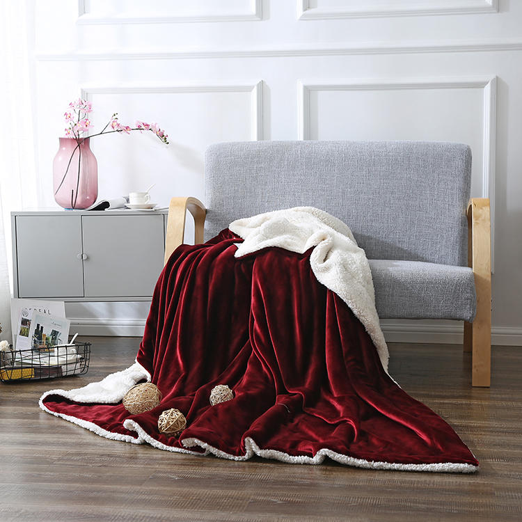 Bedding Blanket Dark Red&White For King Size