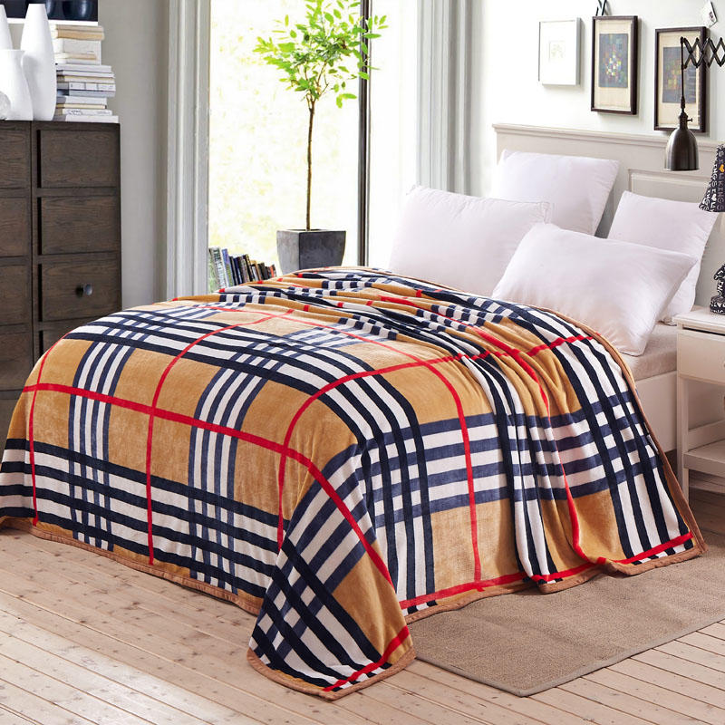 Sandy Brown Gingham 60X79Inches Polyester Blanket