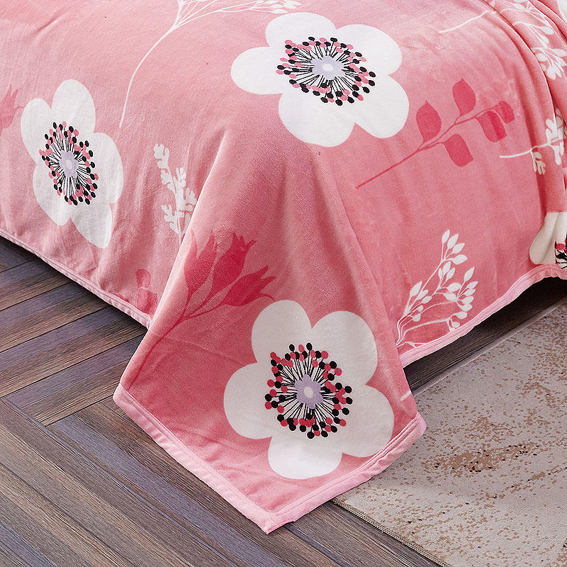 No Pilling Throw Blanket Pink Print Floral
