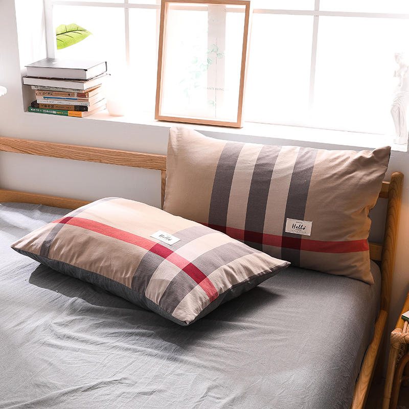 Bedding Set Worker Dorm Sandy Brown Gingham