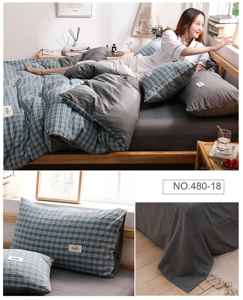 Sandy Brown Gingham Modern Design Bedding Set