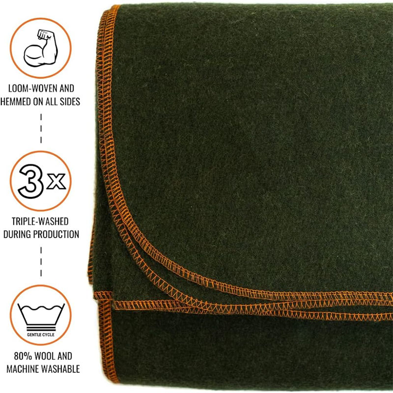 10% Wool -5°C to 15°C Olive Green Military Blanket