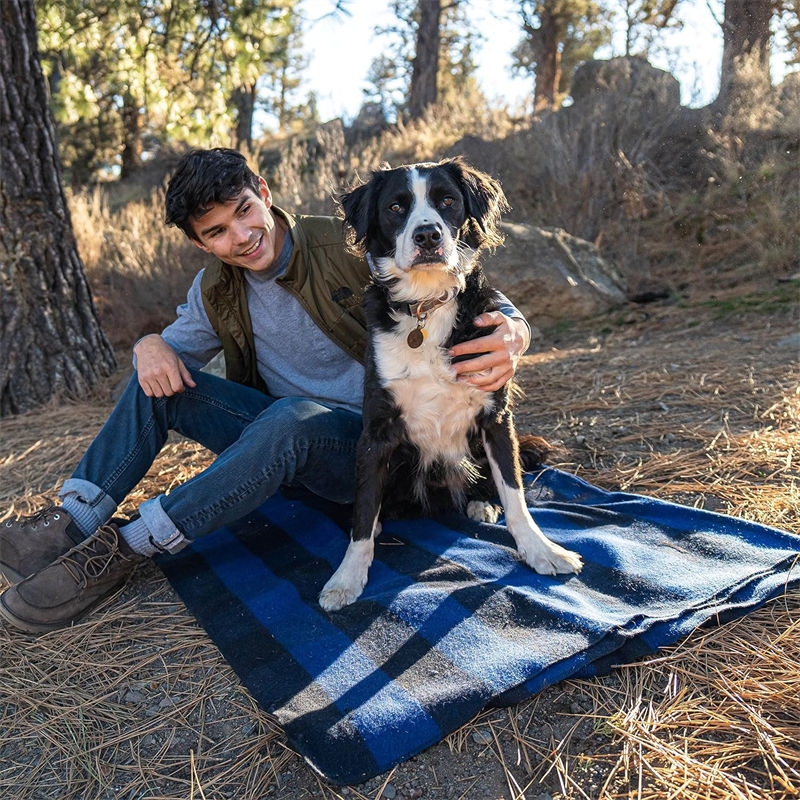 Military 50% wool customizable Blue Buffalouflage blanket