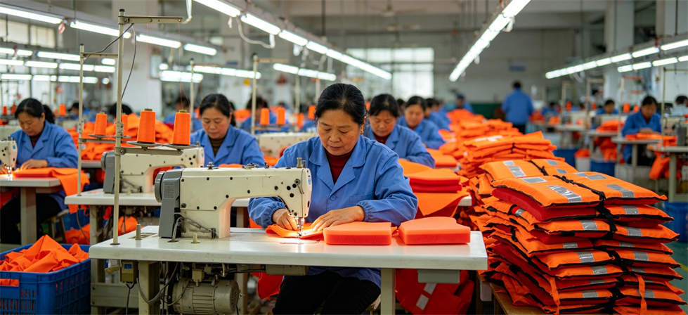 Water Rescue Life Jackets showing life jacket production for humanitarian relief distribution and stockpile review Water Rescue Life Jackets showing life jacket production for humanitarian relief distribution and stockpile review