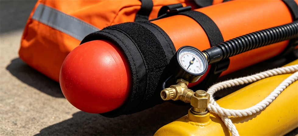 Rescue Line Throwers showing pressure gauge detail for flood response deployment and multi-site supply planning Rescue Line Throwers showing pressure gauge detail for flood response deployment and multi-site supply planning