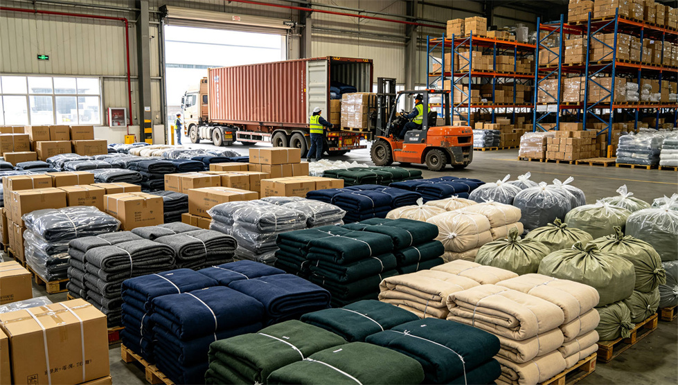 Emergency blanket warehouse stock showing solid color brown warehouse for institutional procurement review Emergency blanket warehouse stock showing solid color brown warehouse for institutional procurement review
