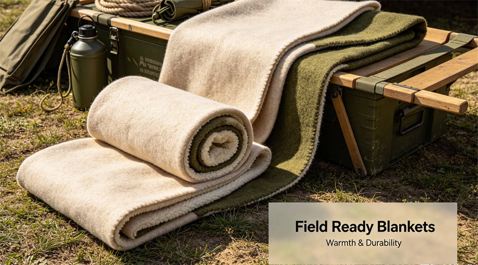 Emergency blanket field-use scene showing solid color brown scene for institutional procurement review