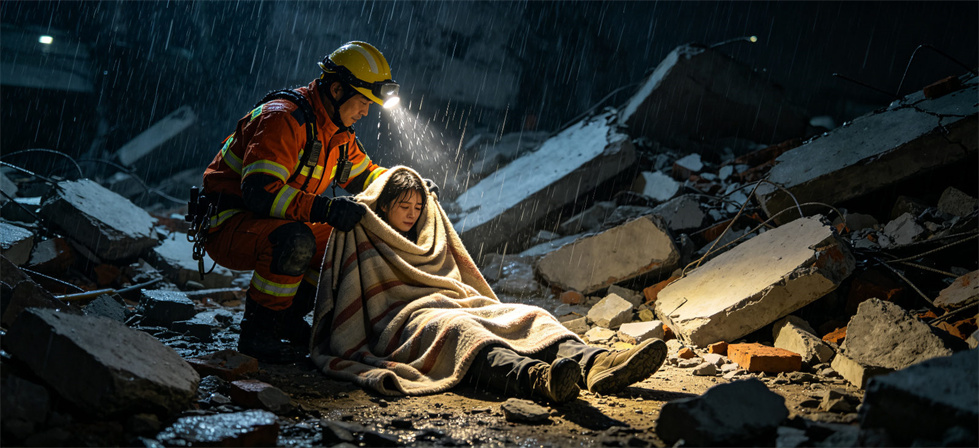 Relief blanket rescue worker field scene for explaining tolerance disputes after emergency delivery