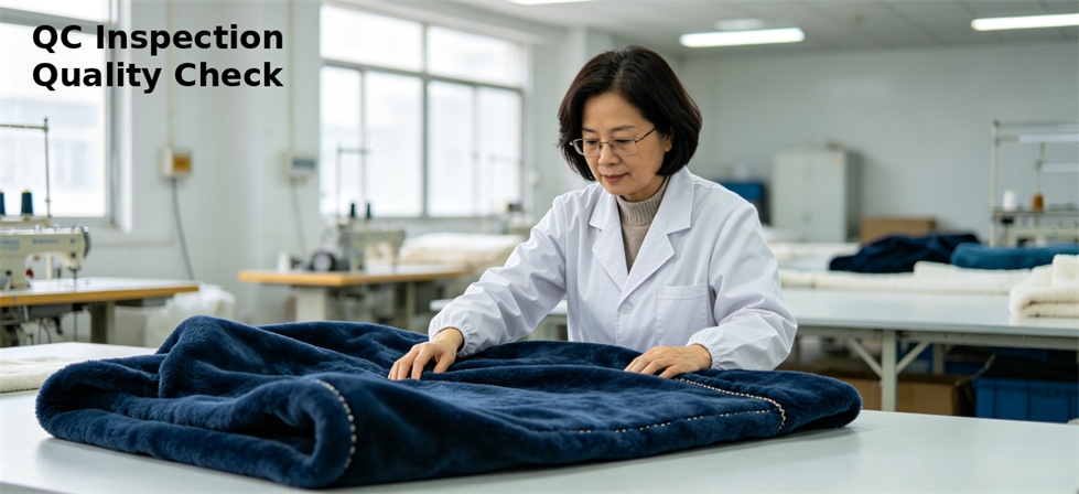 Quality inspection of a fleece blanket for GSM and construction consistency before bulk approval