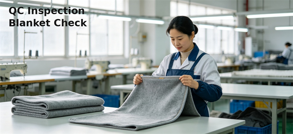 Quality inspector checking a blanket for GSM consistency before bulk production and supply planning
