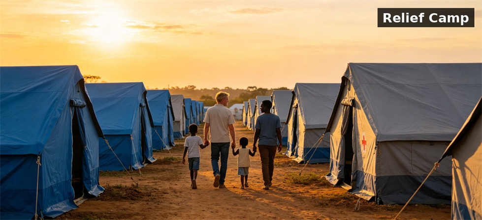Emergency relief camp bedding layout shown for final procurement and deployment review