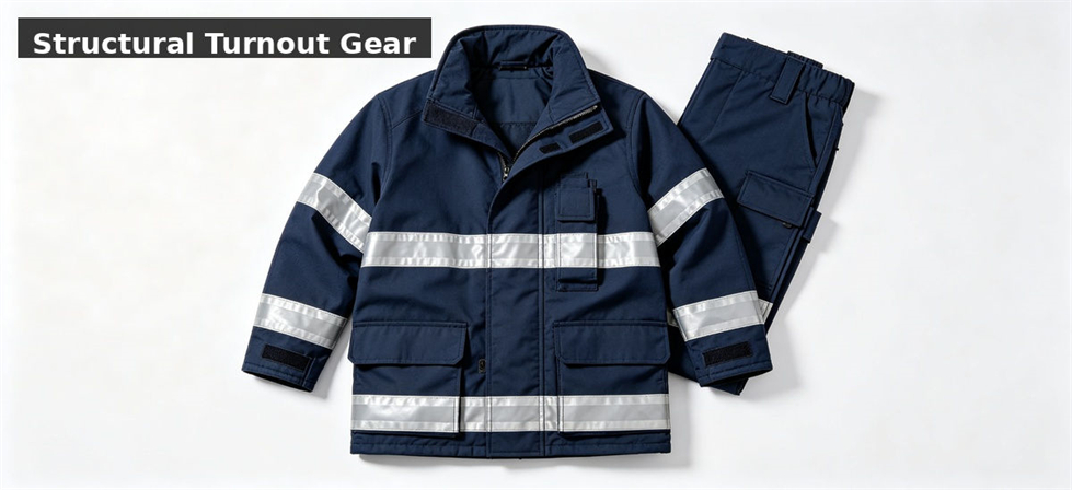 Structural turnout gear navy white bg for institutional procurement, inspection and supply planning Structural turnout gear navy white bg for institutional procurement, inspection and supply planning