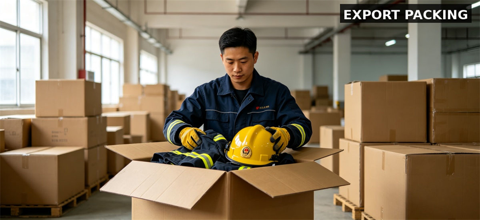Firefighter gear export packing for institutional procurement, inspection and supply planning Firefighter gear export packing for institutional procurement, inspection and supply planning