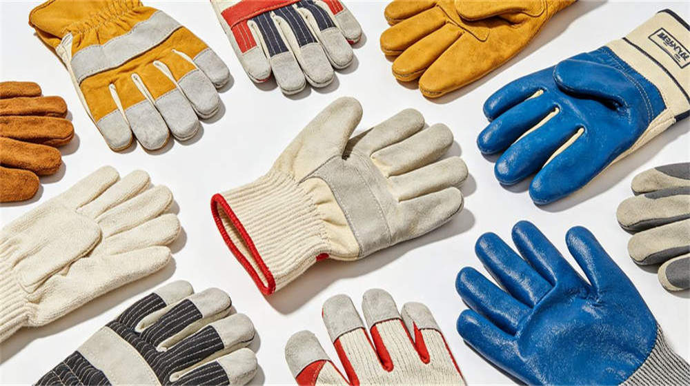 Work gloves multiple types cotton leather nitrile cut resistant for camp handling tasks