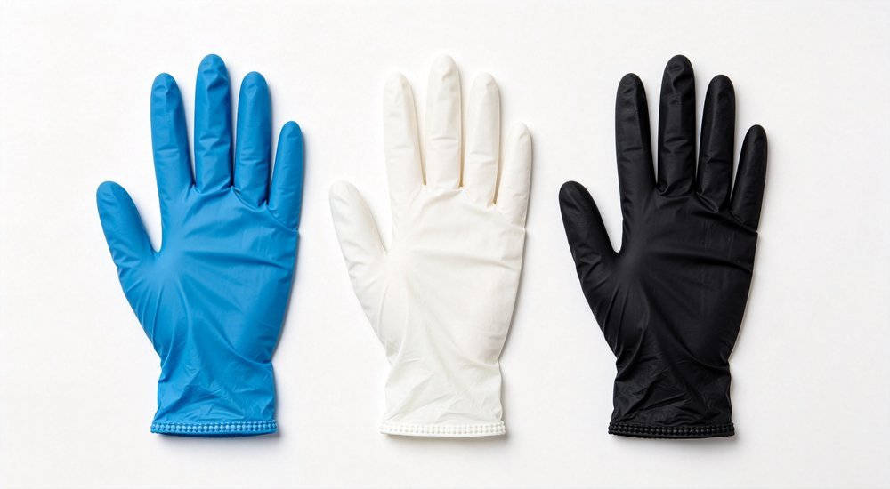Disposable medical examination gloves blue white black for fire rescue, industrial safety and institutional PPE purchasing decisions