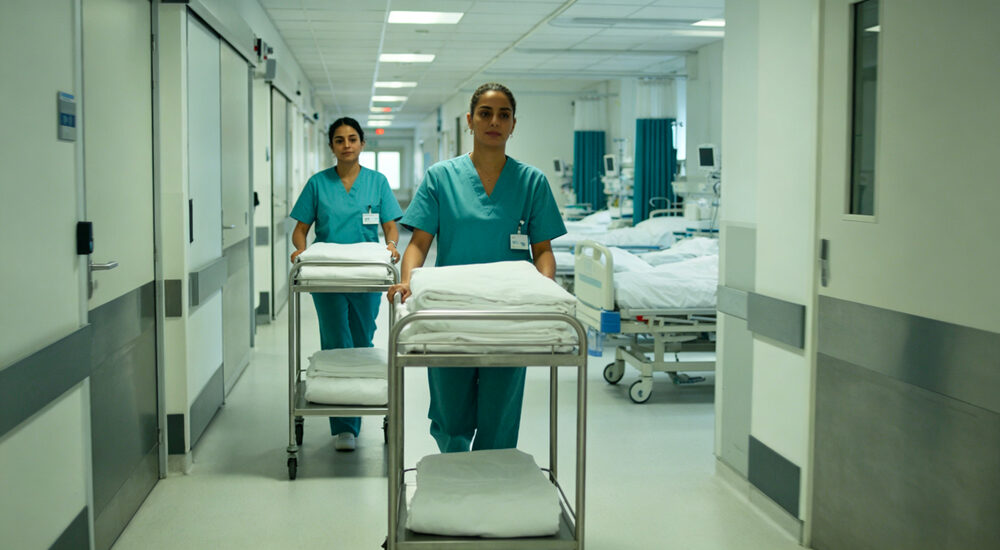 Institutional bedding product display showing material quality and design details for commercial procurement decision making suitable for emergency shelters hospitals universities and hotels requiring durable comfortable bedding solutions