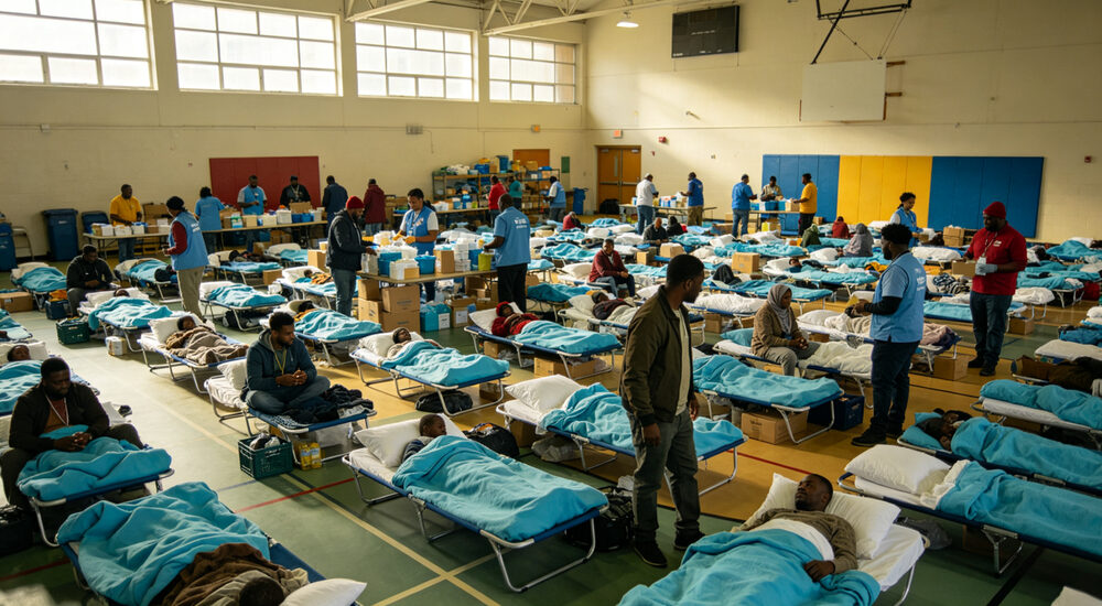 Clinical interior view of hospital ward with clean white institutional bedding and healthcare staff attending patients suitable for emergency shelters hospitals universities and hotels requiring durable comfortable bedding solutions