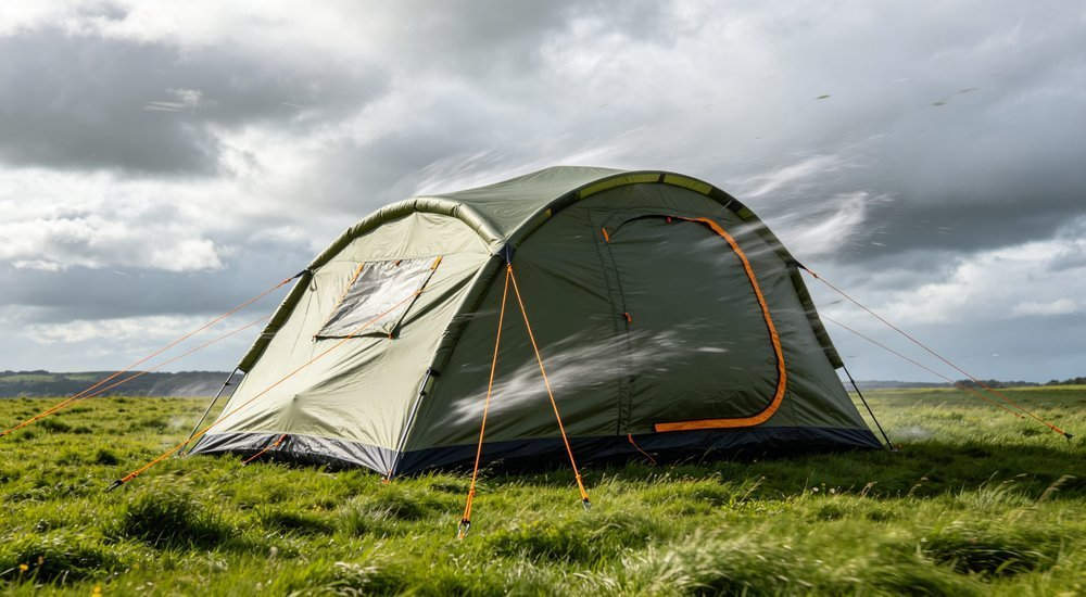 Inflatable emergency tent undergoing strong wind resistance testing, quality risk assessment for humanitarian shelter durability, professional product testing photography for humanitarian emergency shelter procurement with professional quality standards and reliable supplier partnership