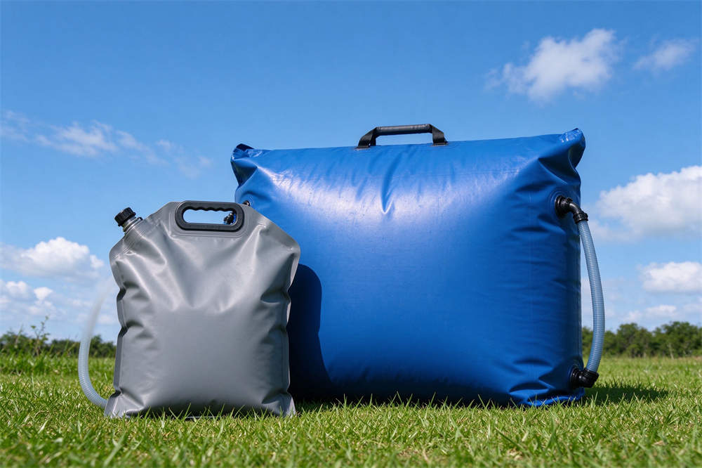 Foldable water bladders comparison 20L and 5000L, emergency water storage for water safety and flood relief operations Foldable water bladders comparison 20L and 5000L, emergency water storage for water safety and flood relief operations