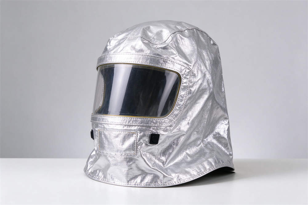 Silver EN403 smoke hood with aluminized foil, volcanic ash preparedness respiratory protection for eruption evacuation Silver EN403 smoke hood with aluminized foil, volcanic ash preparedness respiratory protection for eruption evacuation