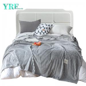 Cozy Plush Light Grey Stripe Design Polyester Blanket